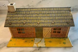 Very Rare 1952 Marx Toys Fort Dearborn Playset Tin Log Cabin