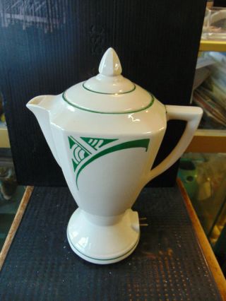 Vtg Rare Deco Electric Porcelain Coffee Pot Westinghouse - - Jadite Design