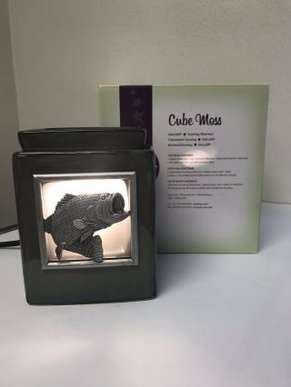 Scentsy Warmer - Cube Gunmetal Gallery With Fish Frame Discontinued/rare Euc