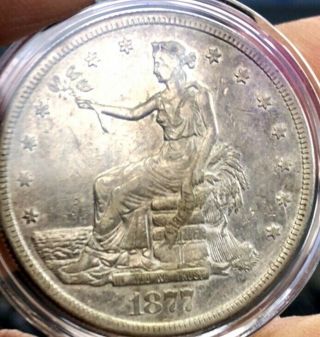 1877 S Silver Trade Dollar Au Rare U.  S.  Coin Money ⭐️make An Offer⭐️