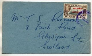 Falkland Is Deps 1946 Rare South Orkneys Commercial Cover To Scotland 6d Rate