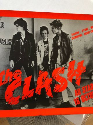 Rare Fantastic Retro English Punk Band The Clash Cbs Rock Concert Poster 1970 