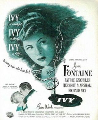 Ivy Rare Classic Dvd 1947 Joan Fontaine,  Patric Knowles,  Herbert Marshall