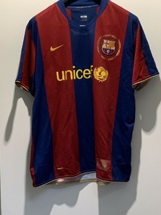 Rare Nike 1957 - 2007 Camp Nou Fc Barcelona Unicef Home Soccer Jersey Mens Sz Xl