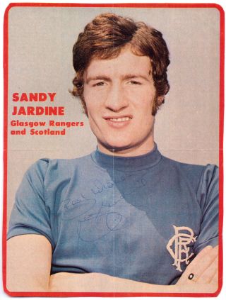 Football Autograph Sandy Jardine Glasgow Rangers 1965 - 1982 Rare Signed
