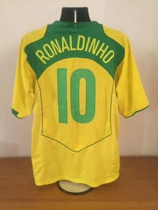 Brazil Home Shirt 2004/06 Ronaldinho 10 Xl Vintage Rare