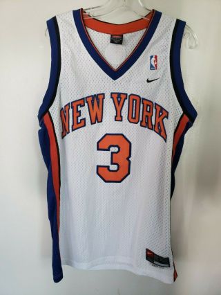 Rare Vintage Nike York Knicks Stephon Marbury 3 Swingman Jersey Mens L Sewn