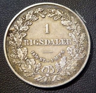 Denmark 1 Rigsdaler,  Rijksdaler 1854 Very Rare World Silver Coin Aau