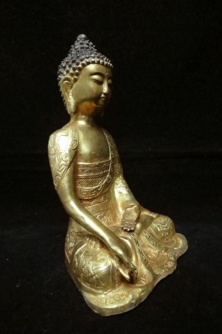 Very Rare Large Old Chinese Gilt Bronze Shakyamuni Buddha Seated Statue 5