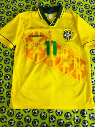 RARE Umbro Brazil Brasil Home Soccer Football Jersey 1994 1995 Romario 2