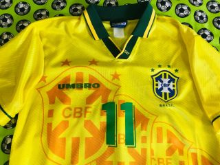 RARE Umbro Brazil Brasil Home Soccer Football Jersey 1994 1995 Romario 3