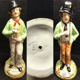 Rare Antique Staffordshire Ware Double Sided Water And Gin Figurine 1890 