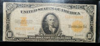 $10 Large Size Gold Note 1922 Series Gold Certificate Rare Type Nr