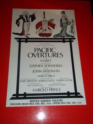 Pacific Overtures,  Rare 1976 Pre - Opening Broadway Flyer,  Sondheim,  Prince