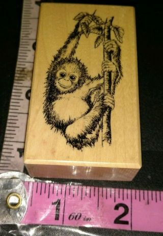 Psx,  Rare,  Monkey,  Orangutan Baby Hanging On Vine,  E 1160,  97,  Wooden,  Rubber,  Stamp