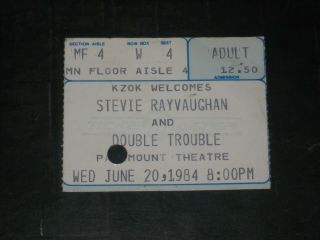 Stevie Ray Vaughan 1984 Ticket Stub Paramount Theatre Seattle 6/20/84 Mega Rare