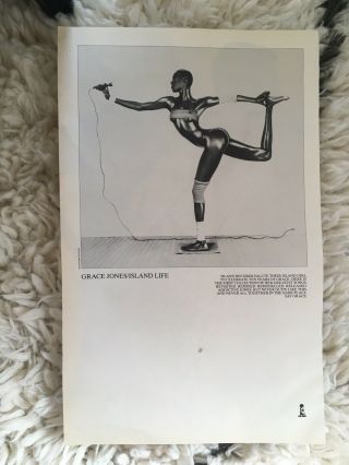 Vintage Grace Jones Poster Island Life Jean - Paul Goude Advert Vgc Rare Vinyl