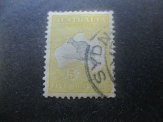 Kangaroo Stamps: 5/ - Yellow 1st Watermark - Rare (g160)