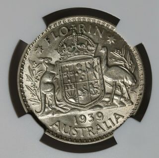 Australia 1939 Florin Silver Coin George Vi Ngc Au 58 Rare Coin