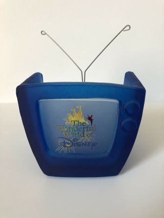 “wonderful World Of Disney” Tv Frosted Glass Votive Candle Holder Rare