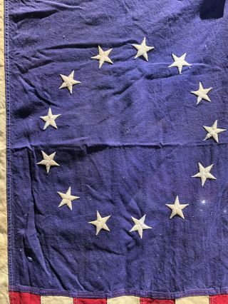Antique 13 Star US American Flag Elizabeth Ross Cotton Banner Style 32 