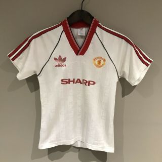 Vtg Adidas 1986 Manchester United Football Shirt Jersey Large Boys Rare Man Utd