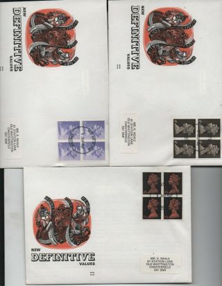 Machin Definitives - Pre - Decimal Fdc - Rare Benham Covers Blocks Of 4