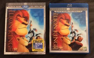 DISNEY THE LION KING 3D BLU RAY,  BLU RAY,  DVD WITH SLIPCOVER RARE OOP 3