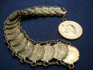 Grandmas Rare Coin 925 Sterling Silver Old Pawn Big Chunky Bracelet