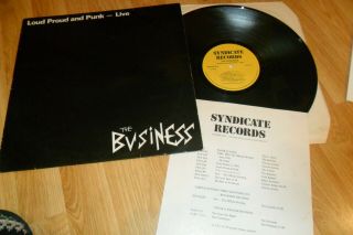 The Business - Live Loud And Punk Lp Orig,  Very Rare Insert Oi Skin Vg/g