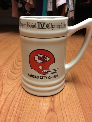 Rare 1969 - 1970 Kansas City Chiefs Bowl 4 Champions Ceramic Mug