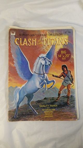 Clash Of The Titans Whitman Poster Coloring Book 1981 Rare Harryhausen