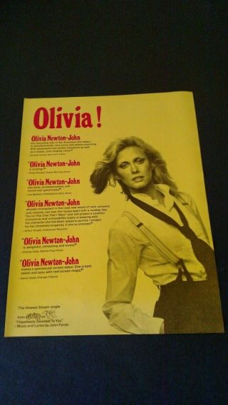 Olivia Olivia Newton - John (1978) Rare Print Promo Poster A