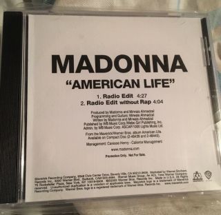 Madonna American Life Rare Us 2 Track Promo Cd Includes Version Without Rap
