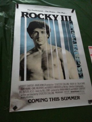 1983 Rocky 111 Movie Poster Sylvester Stallone Mylaur Heavy Stock Rare