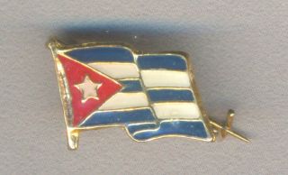 Rare Cuba Communist Propaganda Enamel Pin Badge Flag