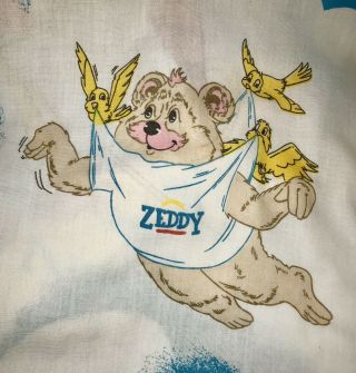 Zellers Zeddy Twin Flat Sheet Set Teddy Bear Fabric Rare Vintage Birds Vtg 90’s