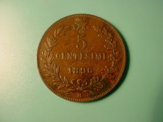 Italy - Rare Date - 1896 - R 5 Centesimi In