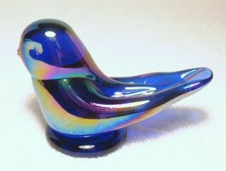 Large Bluebird Of Happiness In Rare Cobalt Blue Carnival Glass Leo Ward 2002