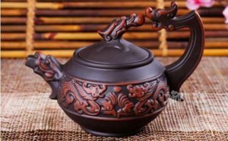 Rare Chinese Handmade Lifelike Dragon Of Yixing Zisha Purple Clay Teapot