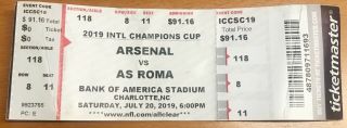 Usa Tour 2019 Arsenal V As Roma 20/07/2019 Icc Cup Ultra Rare Match Ticket