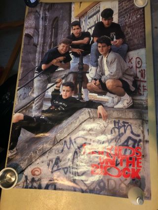 Rare Vintage 1989 Kids On The Block Hangin Tough Wahlberg Poster Nkotb 80s