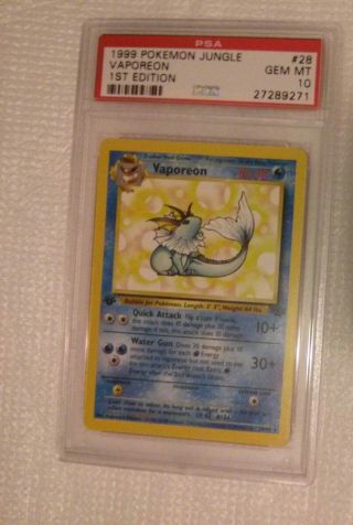 Vaporeon Psa 10 26/84 Non Holo Rare Pokemon Card Gem Mt 10 Wotc Jungle Pokemon