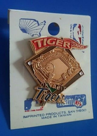 Vintage Mlb Detroit Tigers Stadium View 3 - D Imprinted Products Enamel Pin Rare