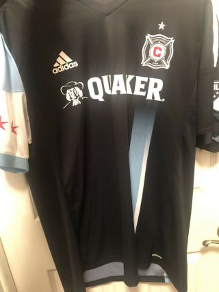 Adidas Black Quaker Chicago Fire Mls Soccer Football Jersey Xl Rare Jersey