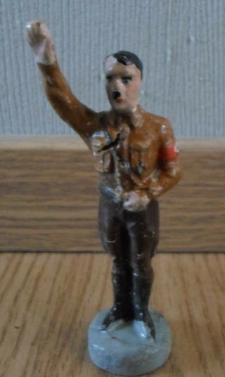 Rare German Elastolin Fuhrer Figure Brown Uniform Greeting - Wwii