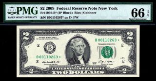 2009 $2 Star Note ( (york))  • Pmg 66 Epq • Rare Key ( (128k))  Fr.  1939 - B