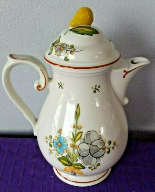 Rare VILLEROY & BOCH LOUISIANA Tall Coffee Pot Tea Flowers with Pear Lid 2