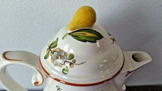 Rare VILLEROY & BOCH LOUISIANA Tall Coffee Pot Tea Flowers with Pear Lid 3