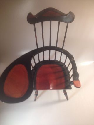 Vintage Windsor High Back Wooden Writing Chair For Doll,  Teddy Bear,  Decor,  Rare